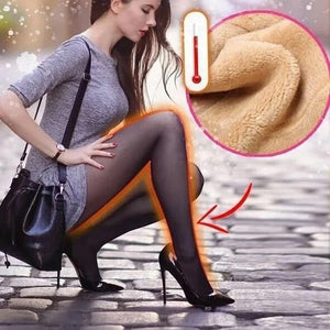Flawless Legs Faux collants élastiques translucides chauds doublés de peluche