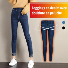 Charger l&#39;image dans la galerie, Leggings en Denim Doublé de Peluche
