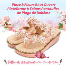 Charger l&#39;image dans la galerie, Ciaovie Pince à Fleurs Bout Ouvert Plateforme à Talons Pantoufles de Plage de Bohême - ciaovie