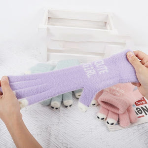 Gants tricotés en laine mignons