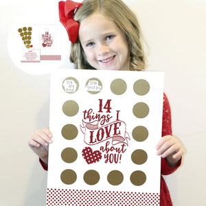 Avent à gratter de la Saint-Valentin "14 choses que j'aime ou que nous aimons chez toi".