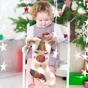 Ciaovie™Licorne Chaussettes de Noël Décoration (Avec Lumière LED) - ciaovie