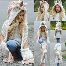 Charger l&#39;image dans la galerie, Bonnet Écharpe Licorne en Tricot - ciaovie
