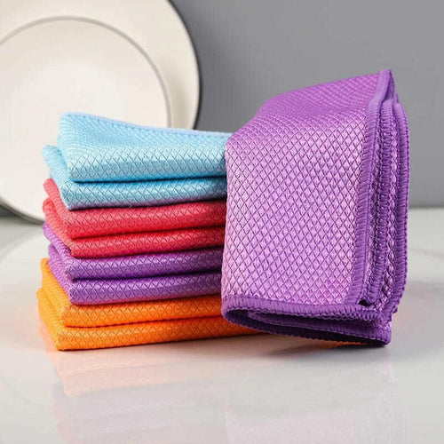 Chiffon de Nettoyage en Microfibre de Texture en Écailles de Poisson(5 PCs)
