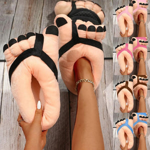 Pantoufles en peluche à pied amusantes