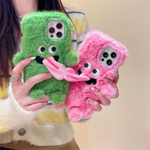 Langue drôle qui sort étui de téléphone portable en peluche pour iPhone