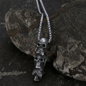 See No Evil Skulls Collier pour homme