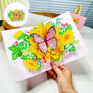 Carte de vœux en 3D avec fleurs faites à la main
