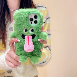 Langue drôle qui sort étui de téléphone portable en peluche pour iPhone