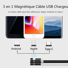 Charger l&#39;image dans la galerie, 3 en 1 Magnétique Câble USB Chargeur avec LED Light