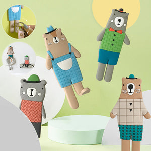 Aimant de Réfrigérateur Magnétique Mignon Ours à Carreaux