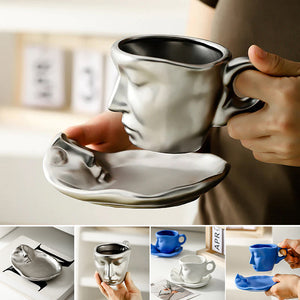 Métal touchant le visage créatif baiser en céramique Tasse à café