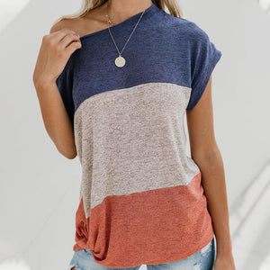 T-shirt à Manches Courtes d'épaule Diagonal - ciaovie