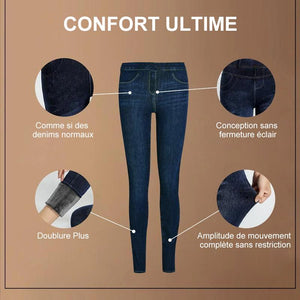 Leggings en Denim Doublé de Peluche