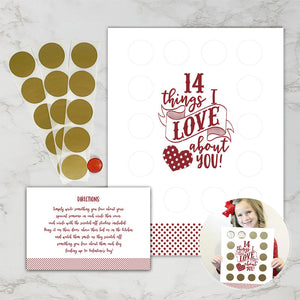 Avent à gratter de la Saint-Valentin "14 choses que j'aime ou que nous aimons chez toi".