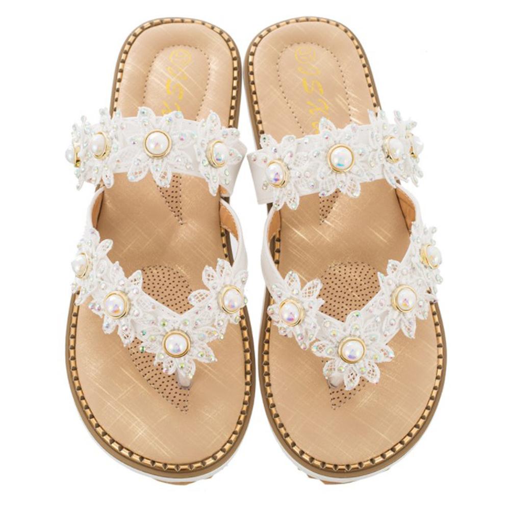 Ciaovie Pince à Fleurs Bout Ouvert Plateforme à Talons Pantoufles de Plage de Bohême - ciaovie