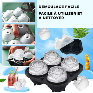 Grand moule à glaçons roses à 4 compartiments