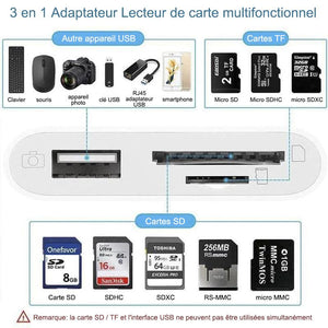 3-en-1 SD TF USB Lecteur de Carte OTG Adaptateur