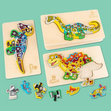 Charger l&#39;image dans la galerie, Puzzle en Bois Dinosaure 3D