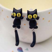 Charger l&#39;image dans la galerie, Boucles d&#39;Oreilles Uniques Chat Yeux Jaunes