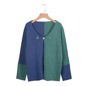 Pull en Tricot de Couleur Contrastée