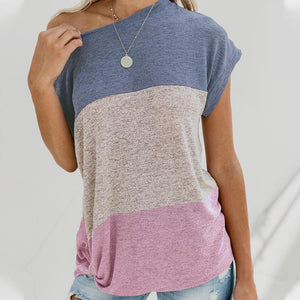 T-shirt à Manches Courtes d'épaule Diagonal - ciaovie