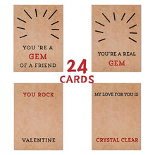 Charger l&#39;image dans la galerie, Paquet de 24 cartes de Saint-Valentin avec cristaux en forme de cœur