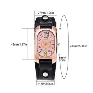Montre pour Femme Vintage en Cuir et Pierre à Quartz