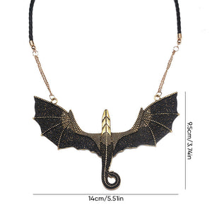 Collier Dragon Volant Ailé Noir