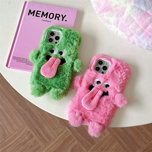 Langue drôle qui sort étui de téléphone portable en peluche pour iPhone