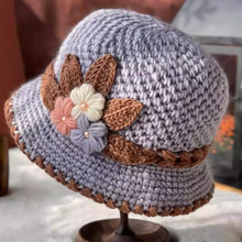 Charger l&#39;image dans la galerie, Chapeau en laine tricoté à fleurs épaisses pour femmes