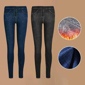Leggings en Denim Doublé de Peluche