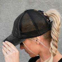 Charger l&#39;image dans la galerie, 2020 Nouvelle Casquette en Maille Croisée pour Cheveux en Queue de Cheval