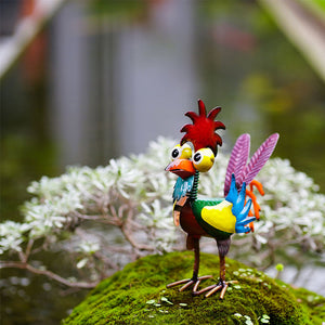 Statue drôle de coq de jardin