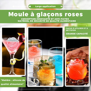 Grand moule à glaçons roses à 4 compartiments