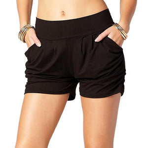 Short à Poches Plissées Taille Haute