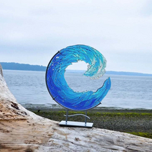 Charger l&#39;image dans la galerie, Sculpture En Verre Fusionné Ocean Wave