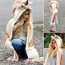 Charger l&#39;image dans la galerie, Bonnet Écharpe Licorne en Tricot - ciaovie