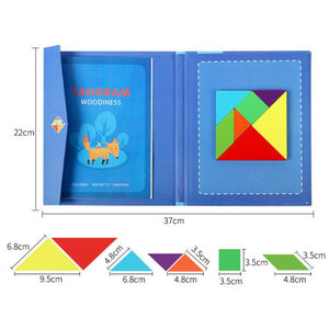 Magnétique Tangram Jeu Puzzle Coloré en Bois - ciaovie