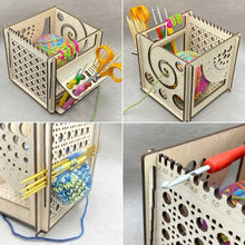 Charger l&#39;image dans la galerie, Bol à fil en bois tout-en-un – Outil de tricot multifonctionnel