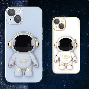 Couverture de cas d'iphone de support caché d'astronaute de placage 6D