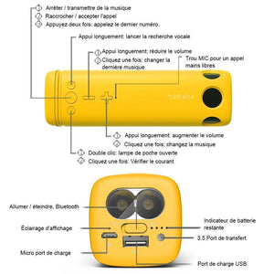 Haut-parleur Bluetooth / Batterie Externe portable / Lampe de Poche - ciaovie