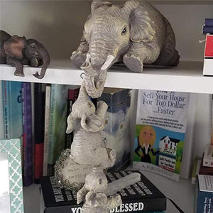 Figurine Mère Éléphant et Bébé Éléphant Décoration d'Étagère