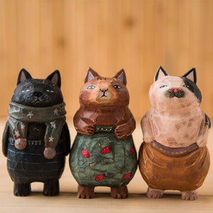 Ornement chaton sculpté en bois