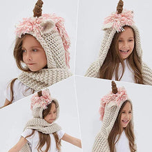 Charger l&#39;image dans la galerie, Bonnet Écharpe Licorne en Tricot - ciaovie