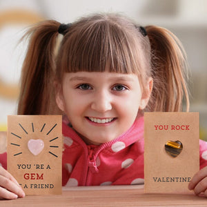 Paquet de 24 cartes de Saint-Valentin avec cristaux en forme de cœur