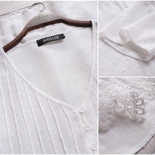 Charger l&#39;image dans la galerie, Chemise avec dentelle plissée à col en V - ciaovie