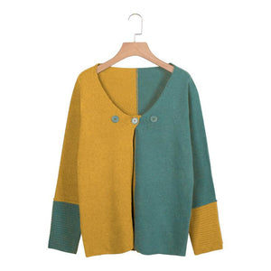 Pull en Tricot de Couleur Contrastée
