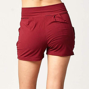 Short à Poches Plissées Taille Haute