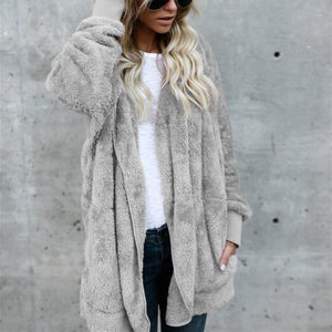 Manteau moelleux à capuche d'hiver pour femme - ciaovie